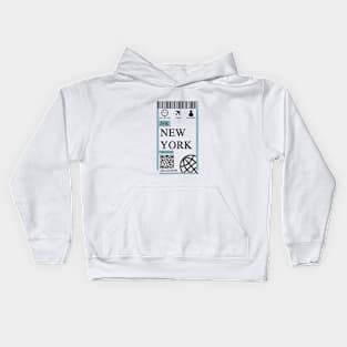 New York flight ticket boarding pass simple Kids Hoodie